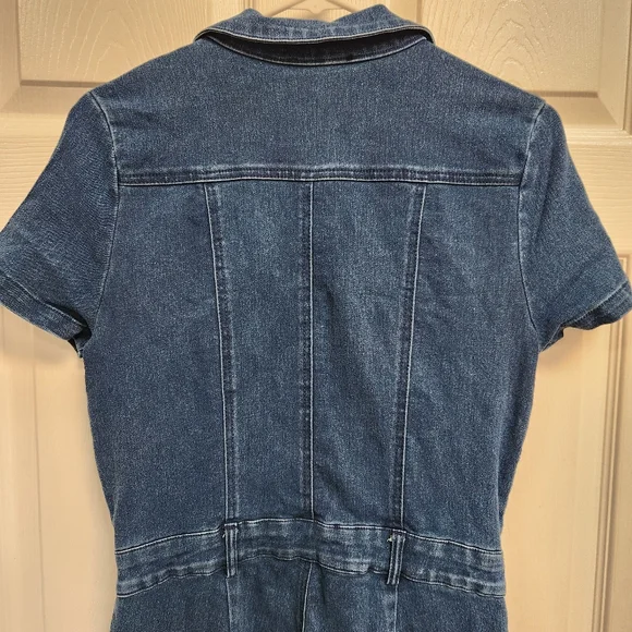 Haute Monde Blue Denim Jumpsuit with Front Zipper - Picture 6 of 9
